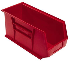 Quantum Storage - 60 Lb. Load Capacity, 18" Deep, Red Polypropylene Hopper Stacking Bin - 9" High x 8-1/4" Wide x 18" Long - Strong Tooling