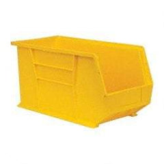 Quantum Storage - 60 Lb. Load Capacity, 18" Deep, Yellow Polypropylene Hopper Stacking Bin - 9" High x 8-1/4" Wide x 18" Long - Strong Tooling