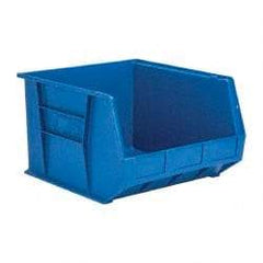 Quantum Storage - 75 Lb. Load Capacity, 18" Deep, Blue Polypropylene Hopper Stacking Bin - 11" High x 16-1/2" Wide x 18" Long - Strong Tooling