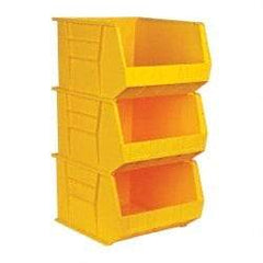 Quantum Storage - 75 Lb. Load Capacity, 18" Deep, Yellow Polypropylene Hopper Stacking Bin - 11" High x 16-1/2" Wide x 18" Long - Strong Tooling