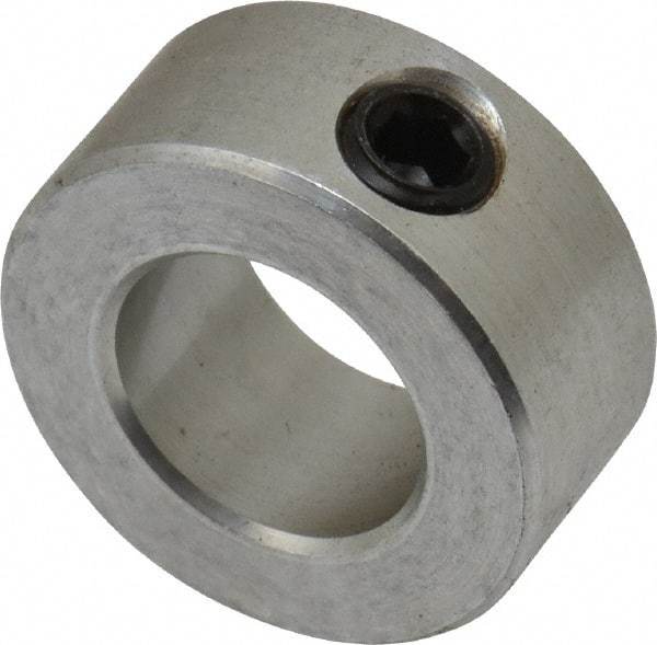 Climax Metal Products - 5/8" Bore, Aluminum, One Piece Solid Set Screw Collars - 1-1/8" Outside Diam, 1/2" Wide - Strong Tooling