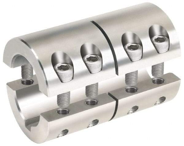 Climax Metal Products - 5/8 x 1/2" Bore, Stainless Steel, With Keyway Two Piece Split Shaft Collar - 1-5/16" Outside Diam, 2" Wide - Strong Tooling