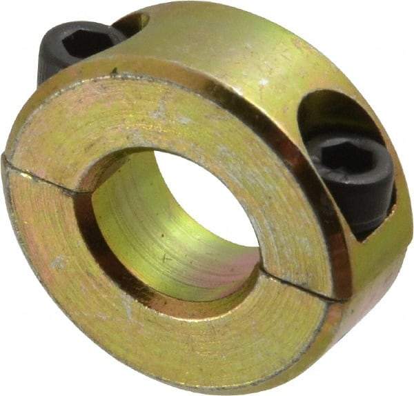 Climax Metal Products - 7/16" Bore, Steel, Two Piece Clamping Shaft Collar - 15/16" Outside Diam, 11/32" Wide - Strong Tooling