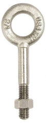 Gibraltar - 800 Lb Capacity, Stainless Steel, 5/16 Thread, Fixed Lifting Eye Bolt - Partially Threaded, 4-1/4" Shank, 2-1/2" Thread Length, No Shoulder - Strong Tooling