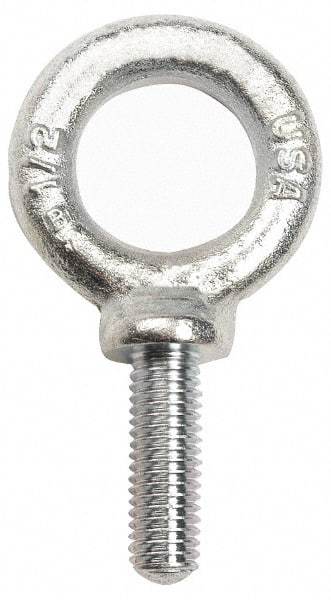 Gibraltar - 900 Lb Capacity, Forged Steel, 5/16-18 Thread, Fixed Lifting Eye Bolt - Fully Threaded, 1-1/8" Shank, 1-1/8" Thread Length, Shoulder - Strong Tooling