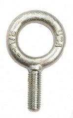 Gibraltar - 15,000 Lb Capacity, Forged Steel, 1-1/4 - 7 Thread, Fixed Lifting Eye Bolt - Fully Threaded, 3" Shank, 3" Thread Length, No Shoulder - Strong Tooling