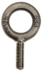 Gibraltar - 2,600 Lb Capacity, Forged Steel, 1/2-13 Thread, Fixed Lifting Eye Bolt - Fully Threaded, 4" Shank, 4" Thread Length, No Shoulder - Strong Tooling