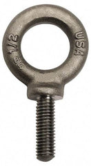 Gibraltar - 2,600 Lb Capacity, Forged Steel, 1/2-13 Thread, Fixed Lifting Eye Bolt - Fully Threaded, 4" Shank, 4" Thread Length, Shoulder - Strong Tooling