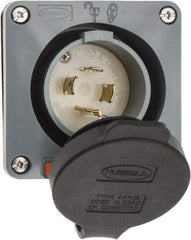 Hubbell Wiring Device-Kellems - 125/250 VAC, 20 Amp, L14-20P NEMA, Self Grounding Inlet - 3 Poles, 4 Wire, Male End, Gray - Strong Tooling