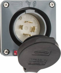 Hubbell Wiring Device-Kellems - 480 VAC, 20 Amp, L16-20P NEMA, Self Grounding Inlet - 3 Poles, 4 Wire, Male End, Gray - Strong Tooling