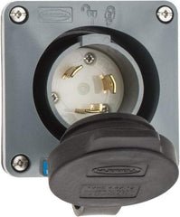 Hubbell Wiring Device-Kellems - 250 VAC, 30 Amp, L6-30P NEMA, Self Grounding Inlet - 2 Poles, 3 Wire, Male End, Gray - Strong Tooling