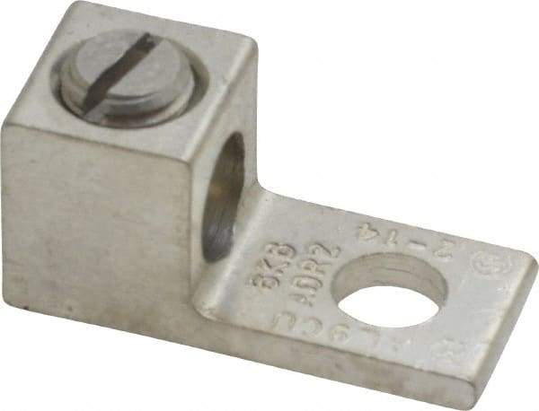 Thomas & Betts - 14-2 AWG Noninsulated Compression Connection Square Ring Terminal - 1/4" Stud, 1-5/32" OAL x 1/2" Wide, Tin Plated Aluminum Contact - Strong Tooling