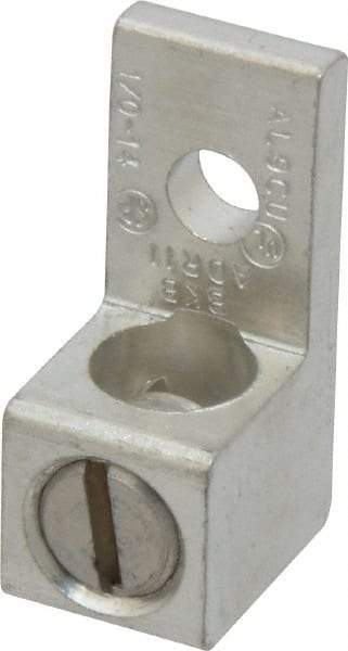 Thomas & Betts - 14-1/0 AWG Noninsulated Compression Connection Square Ring Terminal - 1/4" Stud, 1-15/32" OAL x 5/8" Wide, Tin Plated Aluminum Contact - Strong Tooling