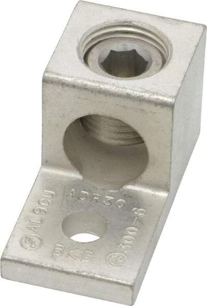 Thomas & Betts - 6 AWG Noninsulated Compression Connection Square Ring Terminal - 5/16" Stud, 2" OAL x 1" Wide, Tin Plated Aluminum Contact - Strong Tooling