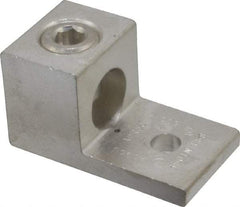 Thomas & Betts - 4 AWG Noninsulated Compression Connection Square Ring Terminal - 3/8" Stud, 2-13/16" OAL x 1-1/2" Wide, Tin Plated Aluminum Contact - Strong Tooling