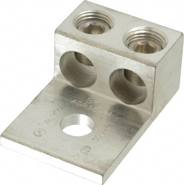 Thomas & Betts - 6 AWG Noninsulated Compression Connection Rectangle Ring Terminal - 1/2" Stud, 2-7/8" OAL x 1.9219" Wide, Tin Plated Aluminum Contact - Strong Tooling