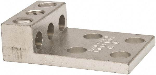 Thomas & Betts - 14-1/0 AWG Noninsulated Compression Connection Rectangle Ring Terminal - 3/8" Stud, 2-29/32" OAL x 2" Wide, Tin Plated Aluminum Contact - Strong Tooling