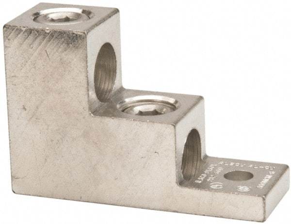 Thomas & Betts - 6 AWG Noninsulated Compression Connection Square Ring Terminal - 5/16" Stud, 3" OAL x 1-1/8" Wide, Tin Plated Aluminum Contact - Strong Tooling