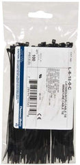 Thomas & Betts - 6.4" Long Black Nylon Standard Cable Tie - 18 Lb Tensile Strength, 1.13mm Thick, 1-1/2" Max Bundle Diam - Strong Tooling