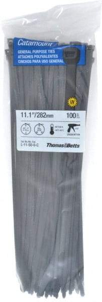 Thomas & Betts - 11.1" Long Black Nylon Standard Cable Tie - 50 Lb Tensile Strength, 1.35mm Thick, 1-1/2" Max Bundle Diam - Strong Tooling