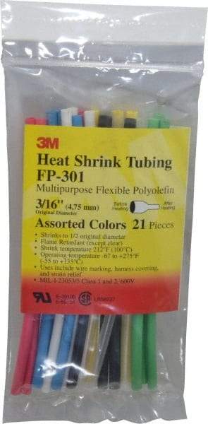 3M - 6" Long, 2:1, Polyolefin Heat Shrink Electrical Tubing - Black, Blue, Clear, Green, Red, White, Yellow - Strong Tooling