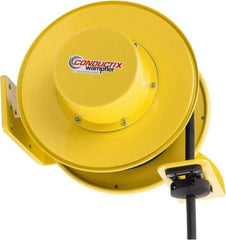 Conductix - 12 AWG, 40' Cable Length, Cord & Cable Reel with Bare End - 3 Outlets, NEMA 5-20R, 20 Amps, SEOW-A Cable, Yellow Reel, Spring Driven Reel - Strong Tooling