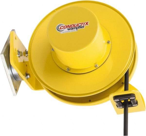 Conductix - 14 AWG, 40' Cable Length, Cord & Cable Reel with Cable End - 3 Outlets, SO Cable, White Reel - Strong Tooling