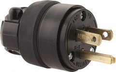 Leviton - 125 VAC, 15 Amp, 5-15P NEMA, Straight, Self Grounding, Residential Grade Plug - 2 Pole, 3 Wire, 1 Phase, Rubber, Black - Strong Tooling