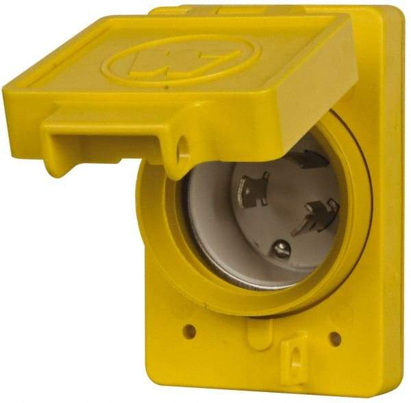 Value Collection - 125 VAC, 30 Amp, L5-30P NEMA, Self Grounding Receptacle - 2 Poles, 3 Wire, Male End, Yellow - Strong Tooling