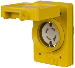 Value Collection - 480 VAC, 20 Amp, L16-20R NEMA, Self Grounding Receptacle - 3 Poles, 3 Wire, Female End, Yellow - Strong Tooling