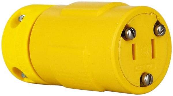 Value Collection - 125 VAC, 15 Amp, 1-15R NEMA, Straight, Ungrounded, Industrial Grade Connector - 2 Pole, 2 Wire, 1 Phase, Rubber, Yellow - Strong Tooling