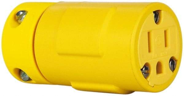 Value Collection - 125 VAC, 15 Amp, 5-15 NEMA, Straight, Ungrounded, Industrial Grade Connector - 2 Pole, 3 Wire, 1 Phase, Rubber, Yellow - Strong Tooling