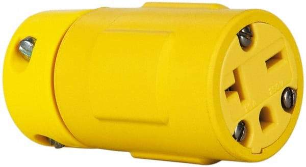 Value Collection - 250 VAC, 20 Amp, 6-20 NEMA, Straight, Ungrounded, Industrial Grade Connector - 2 Pole, 3 Wire, 1 Phase, Rubber, Yellow - Strong Tooling