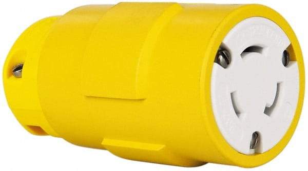 Value Collection - 125 VAC, 20 Amp, L5-20 NEMA, Straight, Ungrounded, Industrial Grade Connector - 2 Pole, 3 Wire, 1 Phase, Rubber, Yellow - Strong Tooling