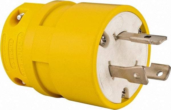 Value Collection - 277 VAC, 30 Amp, L7-30 NEMA, Straight, Ungrounded, Industrial Grade Plug - 2 Pole, 3 Wire, 1 Phase, Rubber, Yellow - Strong Tooling