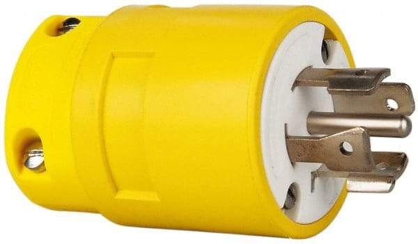 Value Collection - 277/480 VAC, 20 Amp, L22-20 NEMA, Straight, Self Grounding, Industrial Grade Plug - 4 Pole, 5 Wire, 3 Phase, Rubber, Yellow - Strong Tooling