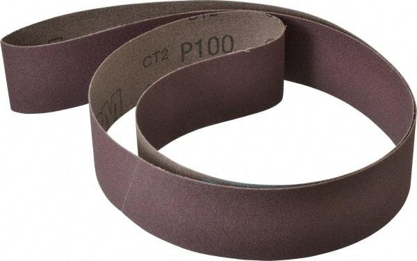 3M - 2" Wide x 60" OAL, 100 Grit, Aluminum Oxide Abrasive Belt - Aluminum Oxide, Fine, Coated, X Weighted Cloth Backing, Series 341D - Strong Tooling