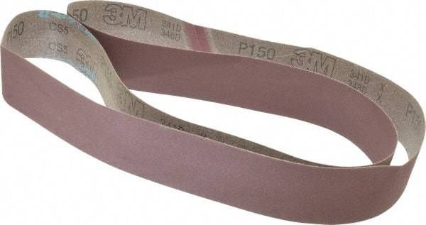 3M - 2" Wide x 72" OAL, 150 Grit, Aluminum Oxide Abrasive Belt - Aluminum Oxide, Very Fine, Coated, X Weighted Cloth Backing, Series 341D - Strong Tooling