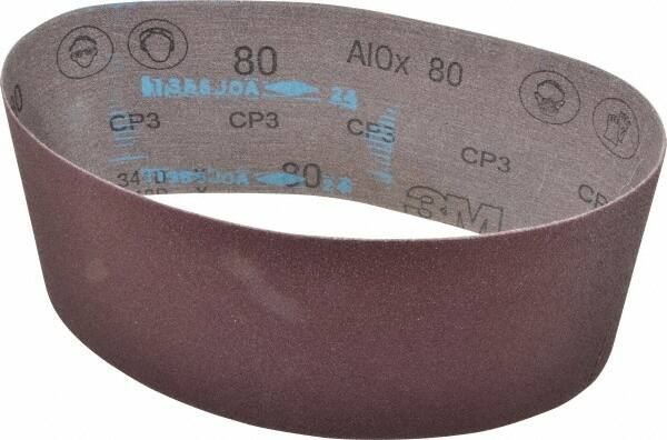 3M - 4" Wide x 24" OAL, 80 Grit, Aluminum Oxide Abrasive Belt - Aluminum Oxide, Medium, Coated, X Weighted Cloth Backing, Series 341D - Strong Tooling