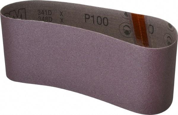 3M - 4" Wide x 24" OAL, 100 Grit, Aluminum Oxide Abrasive Belt - Aluminum Oxide, Fine, Coated, X Weighted Cloth Backing, Series 341D - Strong Tooling