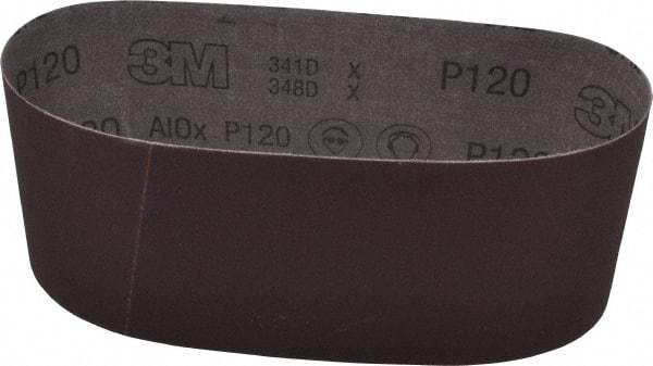 3M - 4" Wide x 24" OAL, 120 Grit, Aluminum Oxide Abrasive Belt - Aluminum Oxide, Fine, Coated, X Weighted Cloth Backing, Series 341D - Strong Tooling