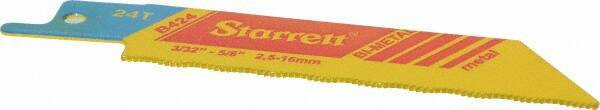 Starrett - 4" Long x 3/4" Thick, Bi-Metal Reciprocating Saw Blade - Straight Profile, 24 TPI, Toothed Edge, Universal Shank - Strong Tooling