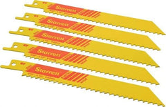 Starrett - 6" Long x 3/4" Thick, Bi-Metal Reciprocating Saw Blade - Straight Profile, 6 TPI, Toothed Edge, Universal Shank - Strong Tooling