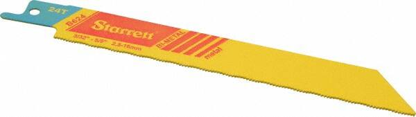 Starrett - 6" Long x 3/4" Thick, Bi-Metal Reciprocating Saw Blade - Straight Profile, 24 TPI, Toothed Edge, Universal Shank - Strong Tooling