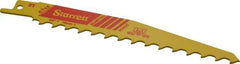 Starrett - 6" Long x 3/4" Thick, Bi-Metal Reciprocating Saw Blade - Tapered Profile, 3 TPI, Toothed Edge, Universal Shank - Strong Tooling