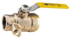 Conbraco - 2" Pipe, Bronze, Straight with Side Tap, Gas Ball Valve - 250 psi WOG Rating, Lever Handle, FNPT x FNPT End Connections, 2 Piece - Strong Tooling