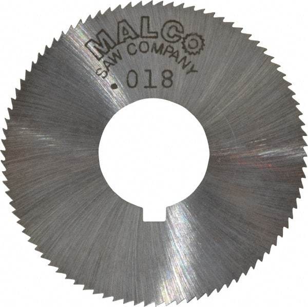 Made in USA - 1-3/4" Diam x 0.018" Blade Thickness x 5/8" Arbor Hole Diam, 90 Tooth Slitting and Slotting Saw - Arbor Connection, Right Hand, Uncoated, High Speed Steel, Concave Ground, Contains Keyway - Strong Tooling