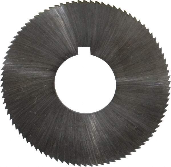 Made in USA - 1-3/4" Diam x 0.051" Blade Thickness x 5/8" Arbor Hole Diam, 90 Tooth Slitting and Slotting Saw - Arbor Connection, Right Hand, Uncoated, High Speed Steel, Concave Ground, Contains Keyway - Strong Tooling