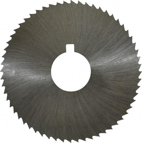 Made in USA - 2-1/4" Diam x 0.008" Blade Thickness x 5/8" Arbor Hole Diam, 60 Tooth Slitting and Slotting Saw - Arbor Connection, Right Hand, Uncoated, High Speed Steel, Concave Ground, Contains Keyway - Strong Tooling