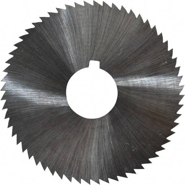 Made in USA - 2-1/4" Diam x 0.012" Blade Thickness x 5/8" Arbor Hole Diam, 60 Tooth Slitting and Slotting Saw - Arbor Connection, Right Hand, Uncoated, High Speed Steel, Concave Ground, Contains Keyway - Strong Tooling